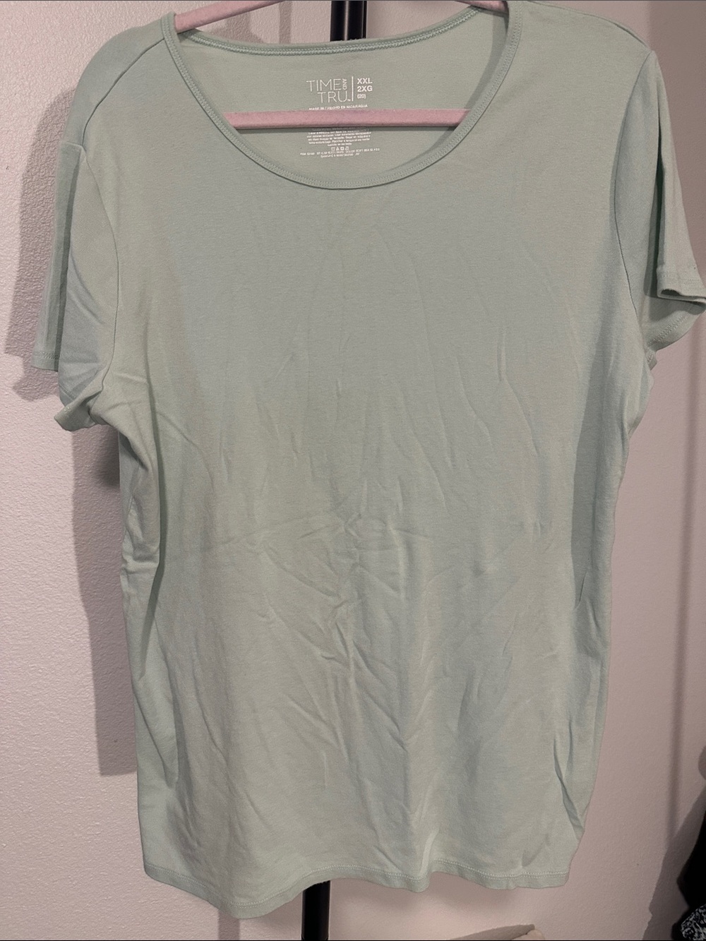 Time and Tru Pastel Mint Crew Neck Short Sleeve Tee